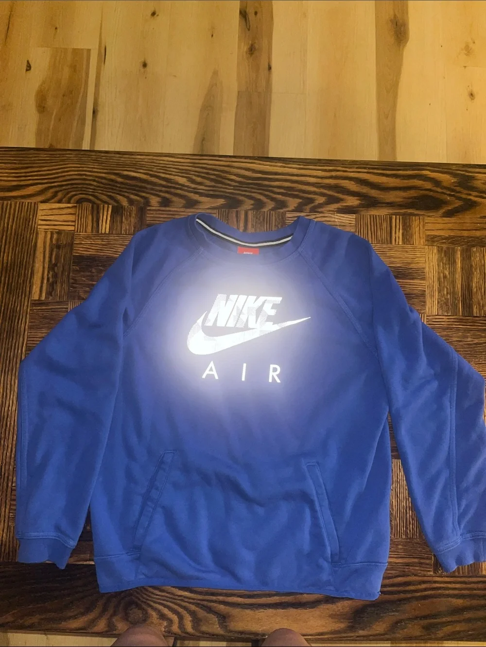 Nike Big kid boys Royal Blue Crewneck Sweatshirt with Reflective Nike Air Logo